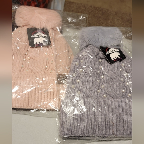 New in package pink and gray rhinestone beanie stocking cap each sold separately - Picture 1 of 13